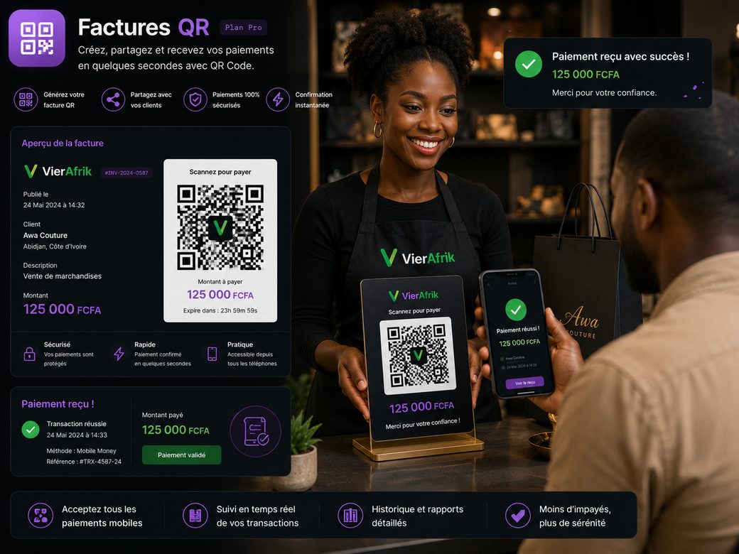 Factures QR, créez et recevez vos paiements